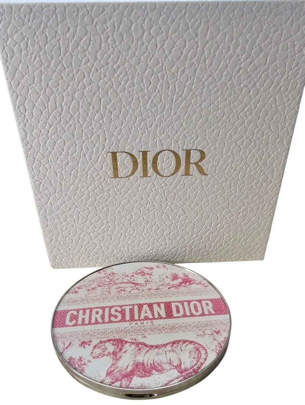 NWT Christian Dior Beauty Compact Mirror Limited Edition Pink White Tiger Motif
